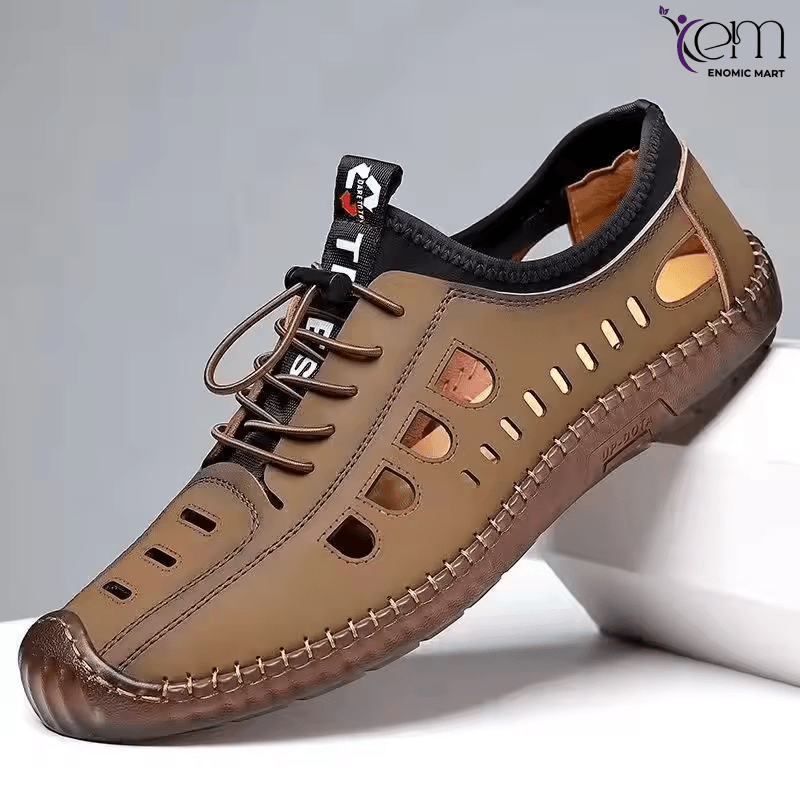 Closed Toe Leather Upper Mens TPR Outsole Sandals OutDoor Sports Sandals for Men Summer