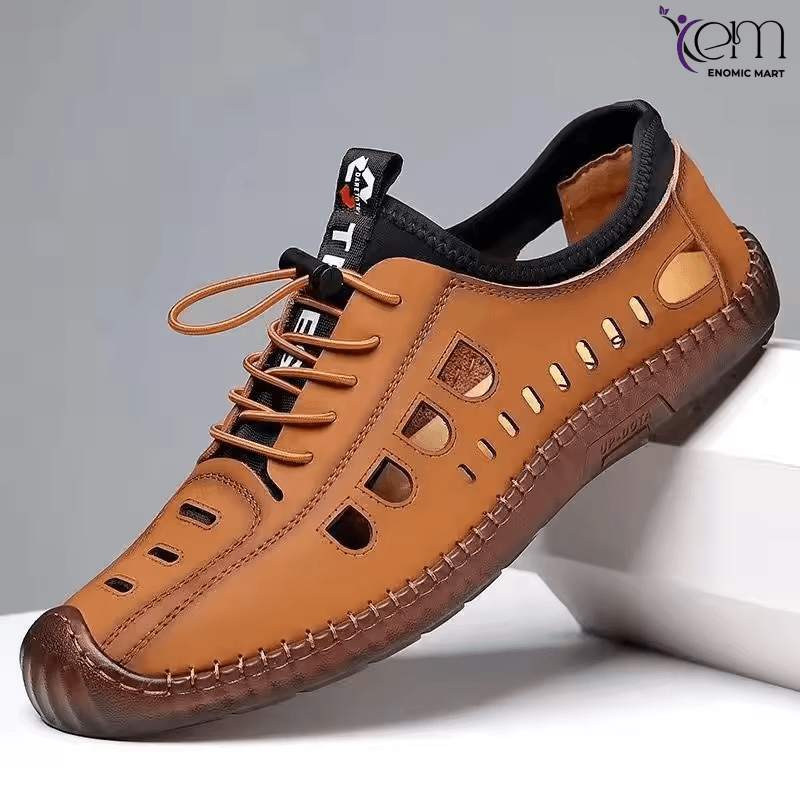 Closed Toe Leather Upper Mens TPR Outsole Sandals OutDoor Sports Sandals for Men Summer