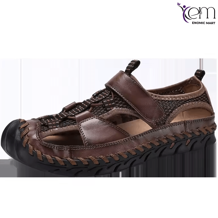 Genuine Leather Upper Closed Toe Men Sport Sandals Men's Hiking Trekking Climbing Mountain Sandals
