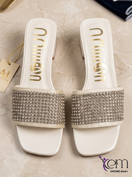 Summer New Fashion Comfortable Casual Flat Bottom Beach Sandals for Women Exterior Glitter Light Weight Microfiber
